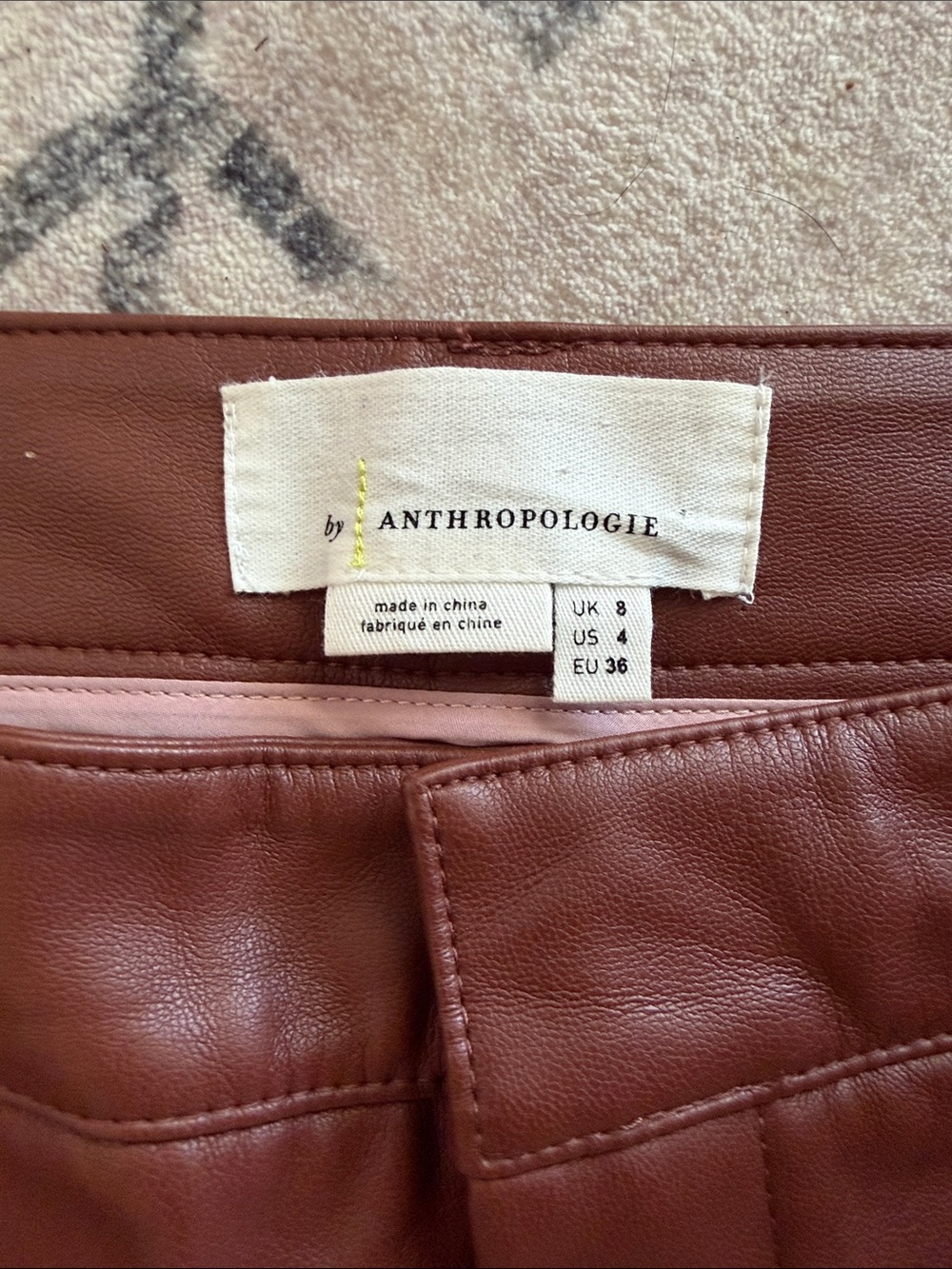 Anthropologie Faux Leather Laser Cut Pants - Picture 3 of 4